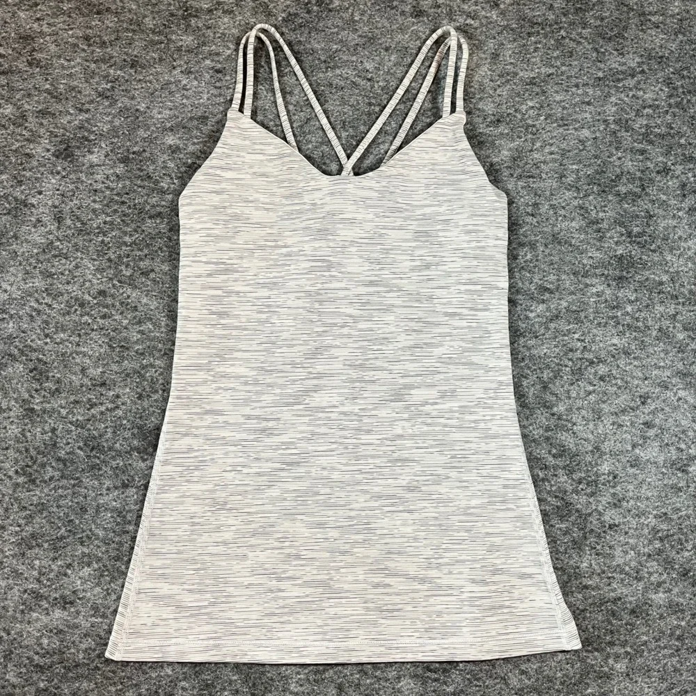 lululemon Create Your Calm Women Size 6 Grey White Space Dye Strappy Back Yoga - Picture 1 of 10